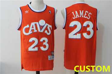 Men%27s Cleveland Cavaliers Custom Orange Hardwood Classics Swingman Jersey